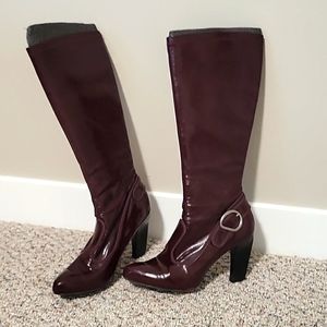 Franco Sarto Dragon Burgundy below knee heeled boots 9m